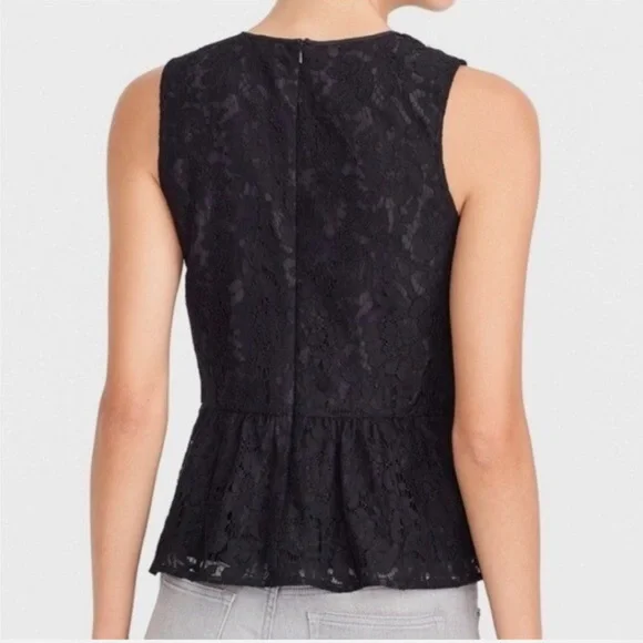 NWT J. Crew Black Lace Peplum Tank Top - Picture 2 of 7